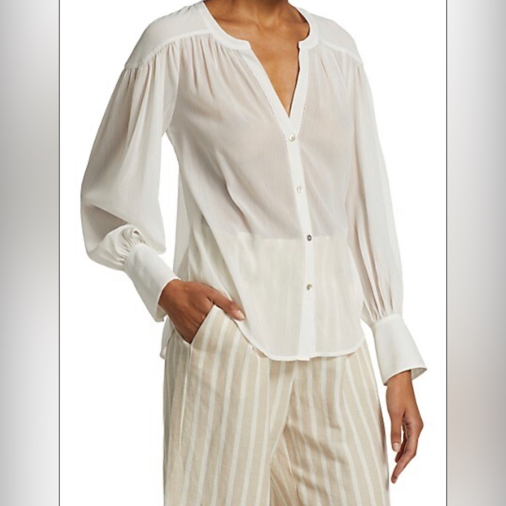 L'AGENCE Farah Sheer Poet Blouse in White
